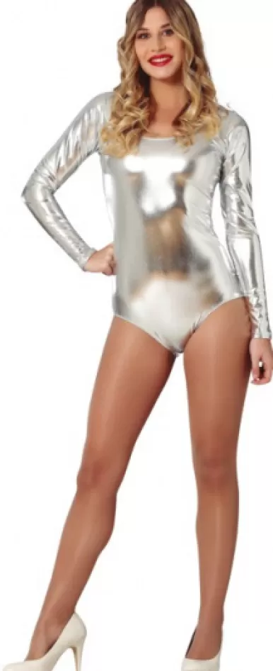 Cybershop Hopeinen Pitkhihainen Body- Naamiaisasut
